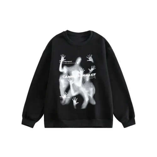 Retro Ghost Printed Round Neck Sweatshirt