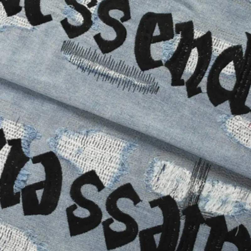 Retro Embroidered Ripped Jeans-4