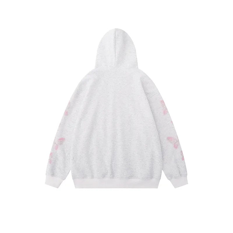 Splash Ink Butterfly Printed Zipper Sweatshirt-3