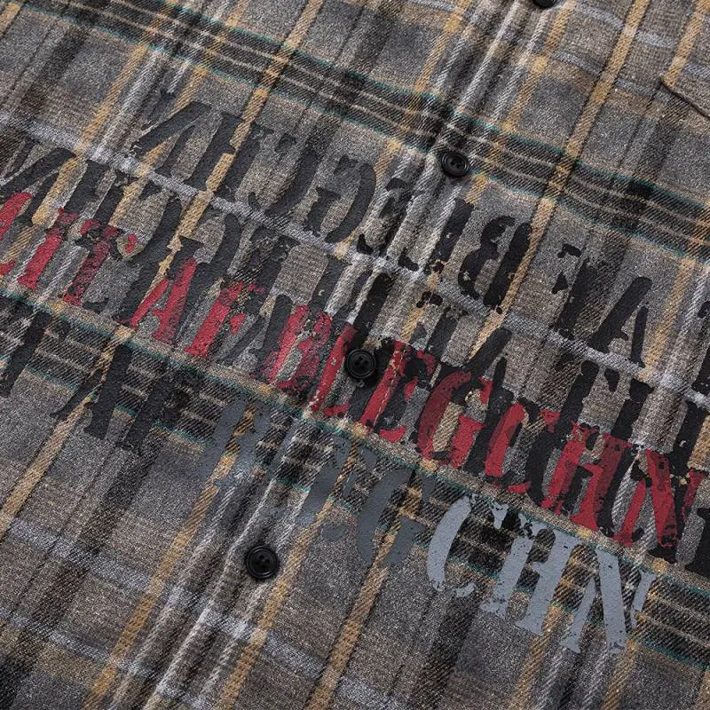 Loose Plaid Short Sleeved Trendy Shirt-3