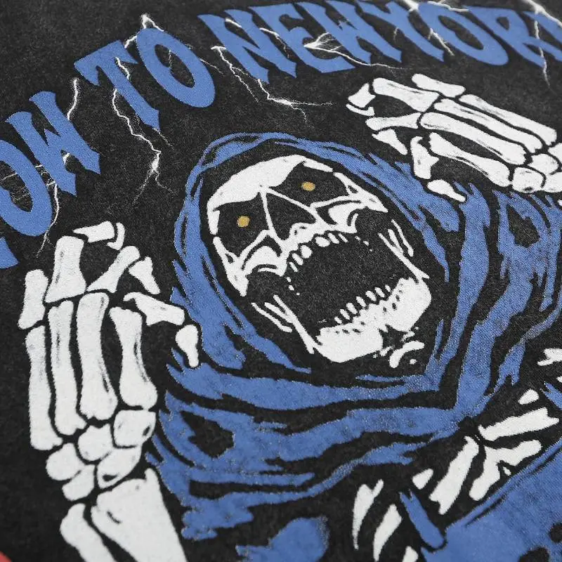 Washed Skull Print T Shirt-2