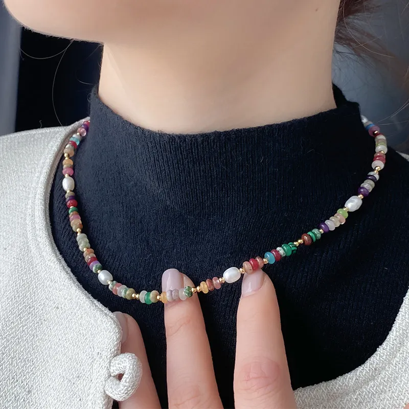Retro Color Beaded Pearl Necklace-2