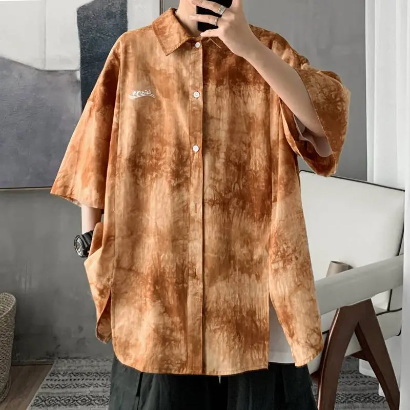 Tie Dye Embroidery Trendy Loose Shirt-4