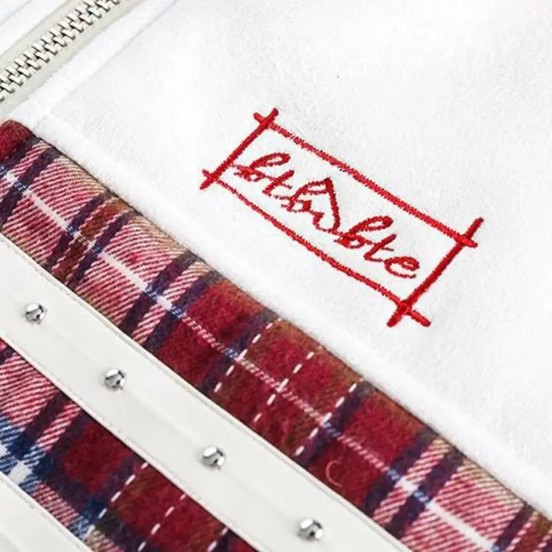 Retro Plaid Stitching and Fleece lined Cotton Coat-2