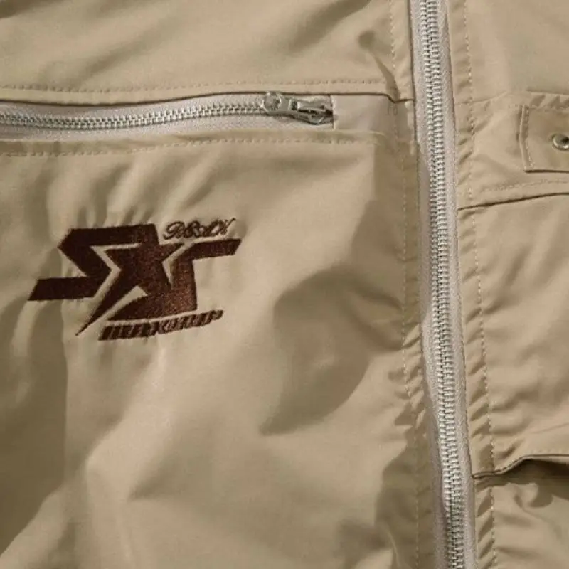 Retro High Street Design Sense Functional Bomber Jacket-4