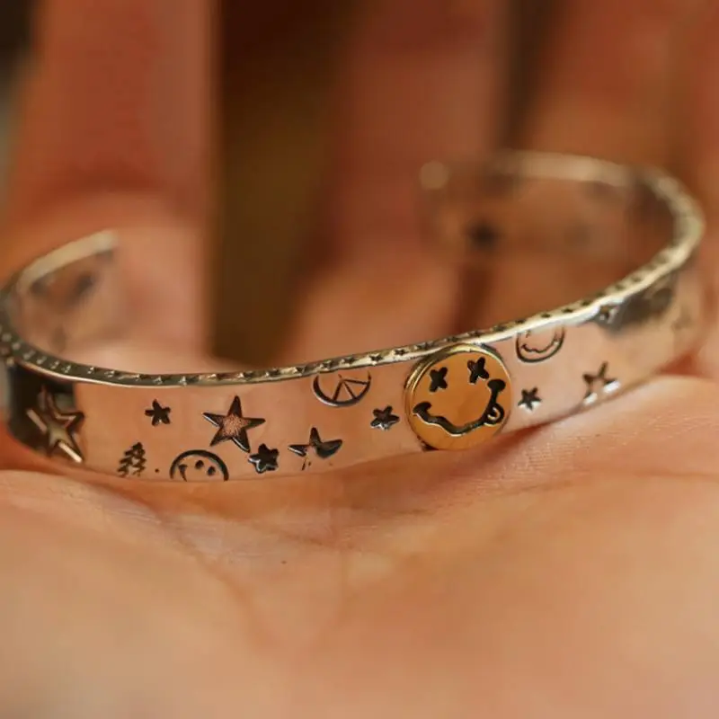 Silver Smiley Face Retro Bracelet-10
