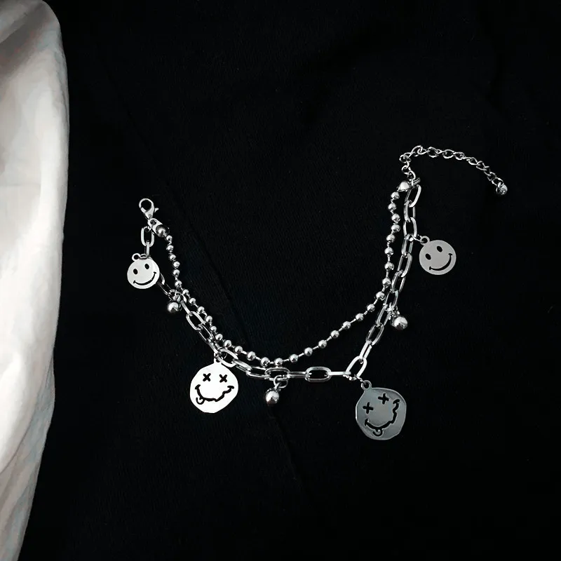 Double Layer Smiley Face Pendant Bracelet-2
