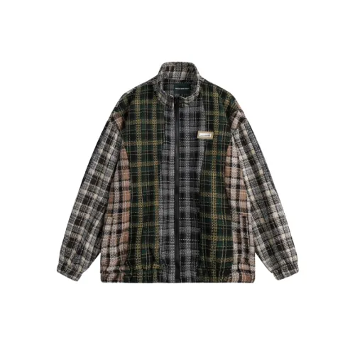 Vintage Collar Loose Plaid Woolen Jacket