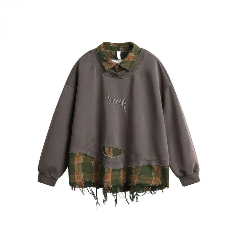 Fake Two Piece Splicing Casual Sweater-4