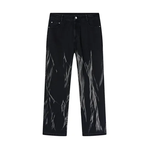 PASET Washed Old Series High Street Black Retro Jeans Niche Design Sense Straight Pants