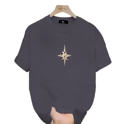 Printed Cross Clothes Slim-fit Crew Neck Half-sleeve Shirt