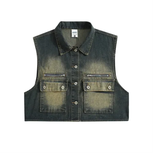 Trendy Distressed Denim Vest