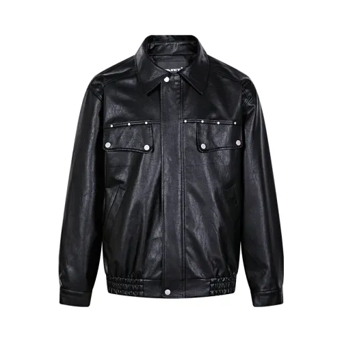 PASET Brown Retro Biker vegan Leather Deconstructed Loose Casual Maillard Jacket