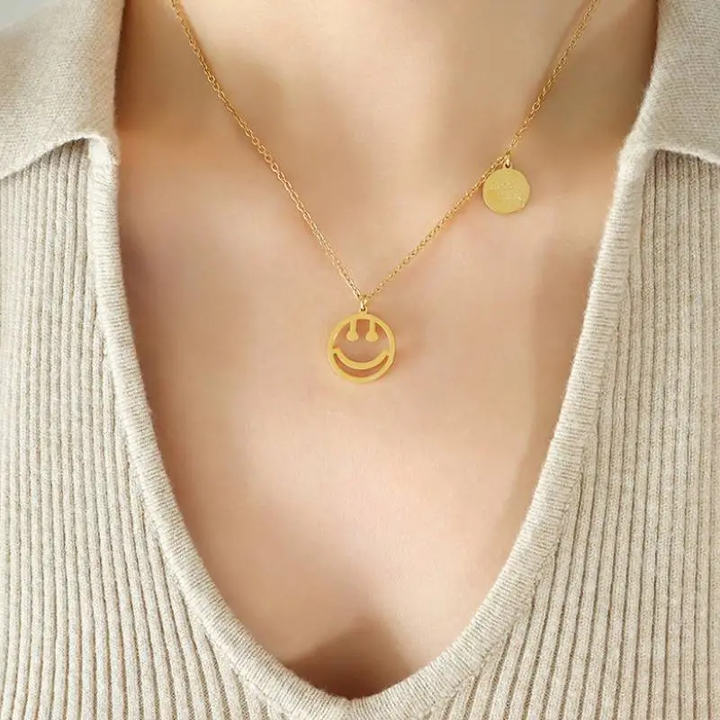 Hip Hop Smiley Face Pendant Necklace-1