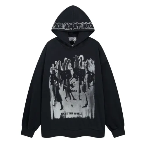 Retro Black Hooded Sweatshirt