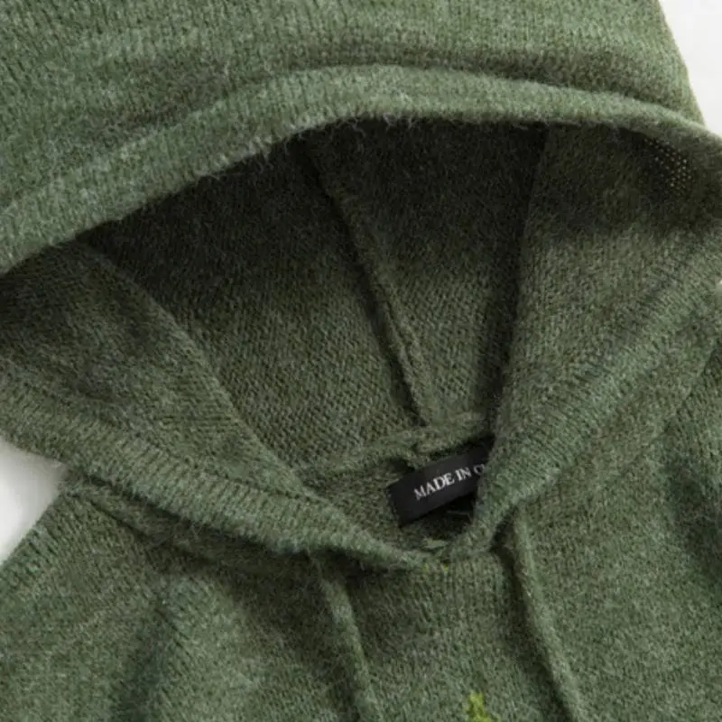 New Trendy Brand Jacquard Star Color mixed Fringe Loose Hoodie-2