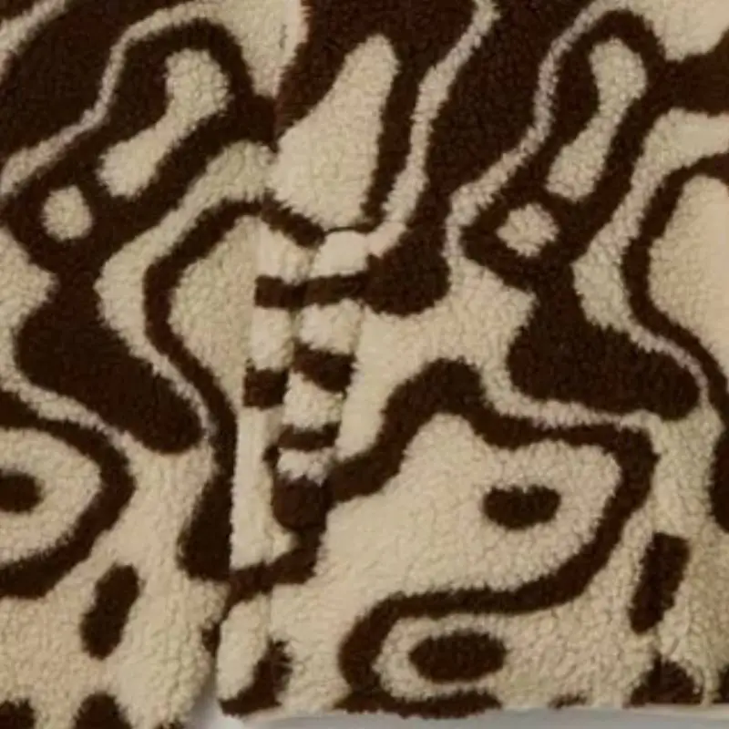 Loose Lapel Leopard Cardigan Jacket Plush Coat-4