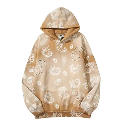 Cashew Flower Full Print Retro Clay Print Old Loose Hoodie