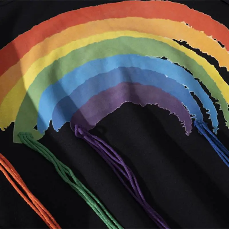 New Campus Style Rainbow Printed Versatile Style Hoodie-5