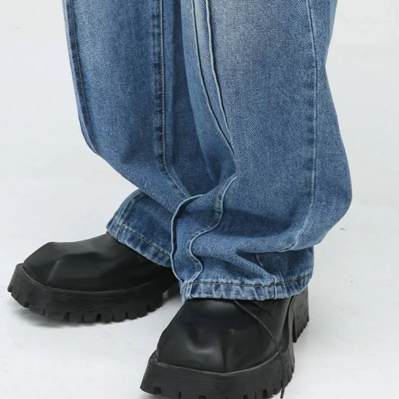 Straight Splicing Loose Jeans-4