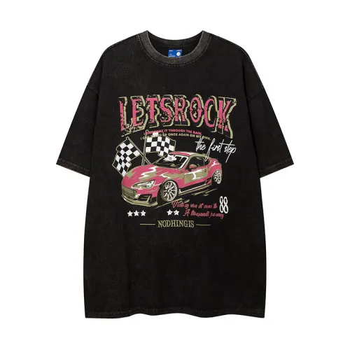 Trendy Funny Cartoon Car Print Short Sleeve T-shirt