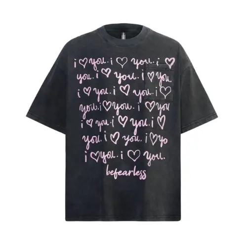 Love Printed Old Washed Short-sleeved T-shirt