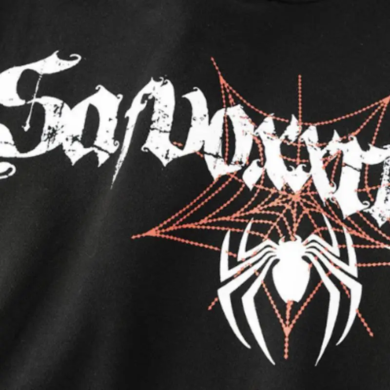 High Street Hiphop Spider Print Hooded Sweater-5