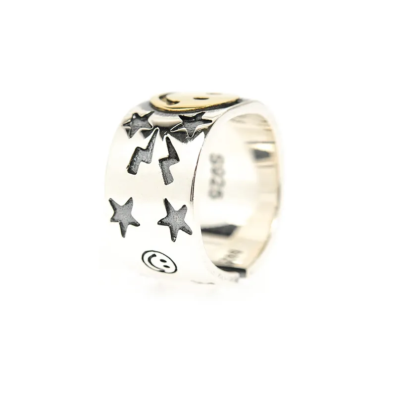 Five Pointed Star Smiley Face Ring-1