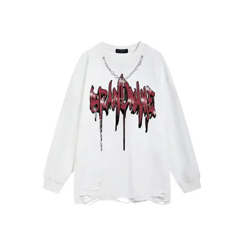 Wash Water High Street Wind Letter Design Loose Long Sleeve T-Shirt