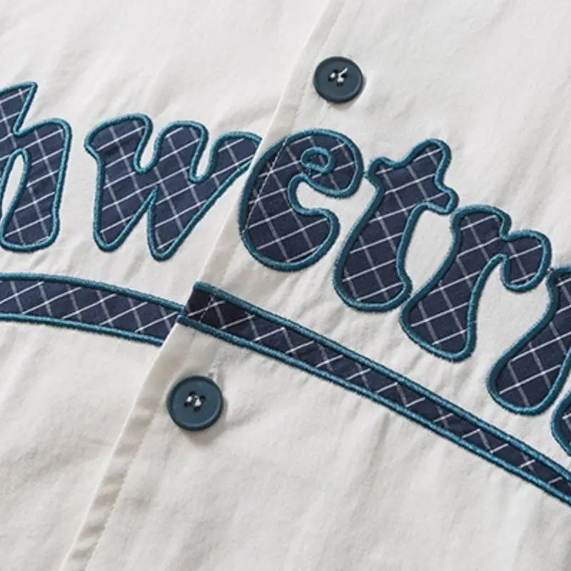Embroidered Letter Baseball T Shirt-5