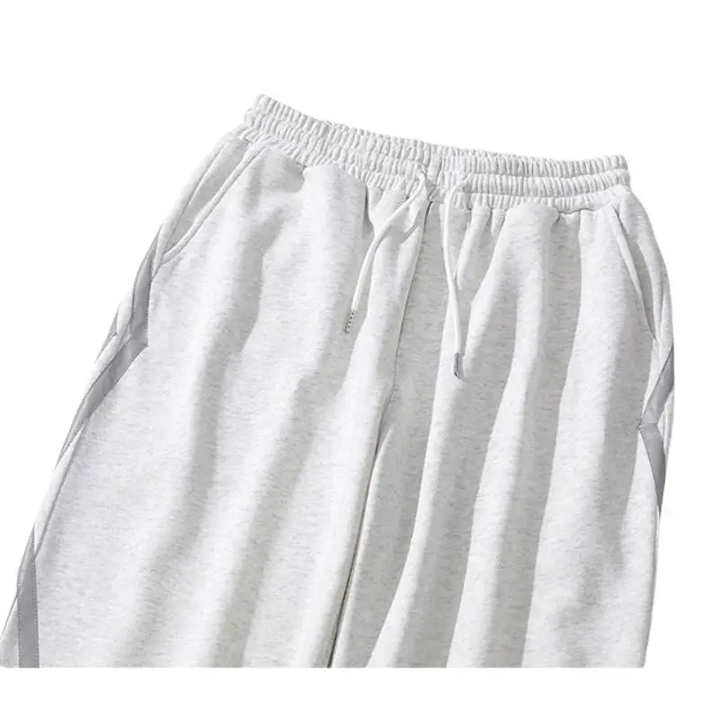Side Stripe Zipper Straight Loose Pants-5