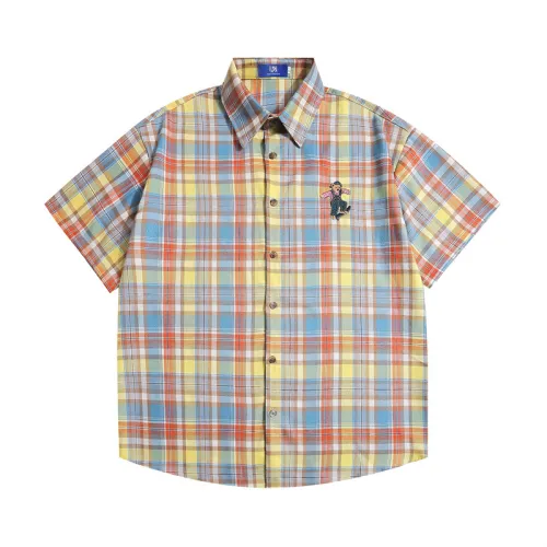 Retro Embroidered Plaid Short-Sleeved Shirt