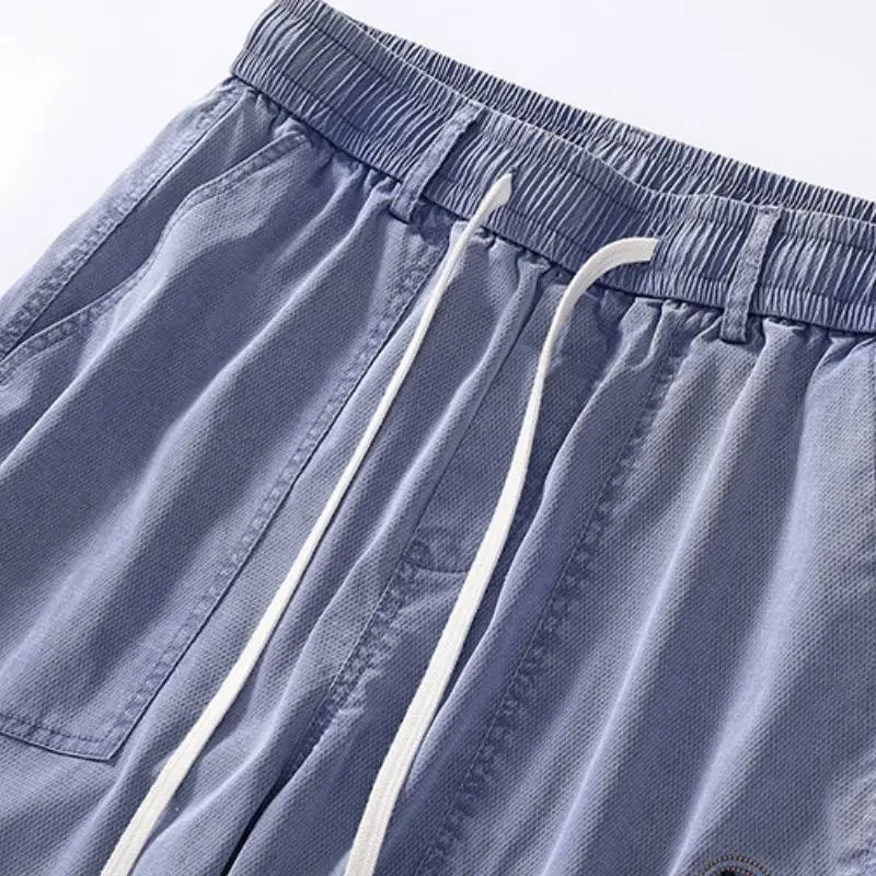 Elastic Waist Drawstring AComfortable Casual Cropped Pants-15