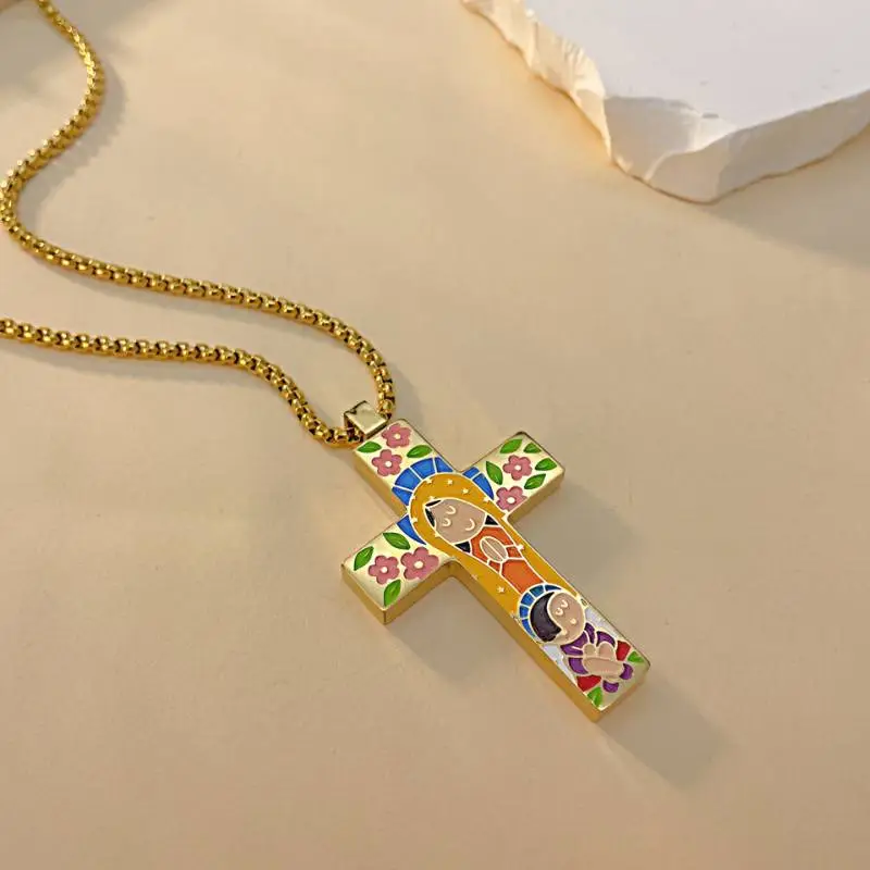 Retro Cross Hip hop Titanium Steel Necklace-7