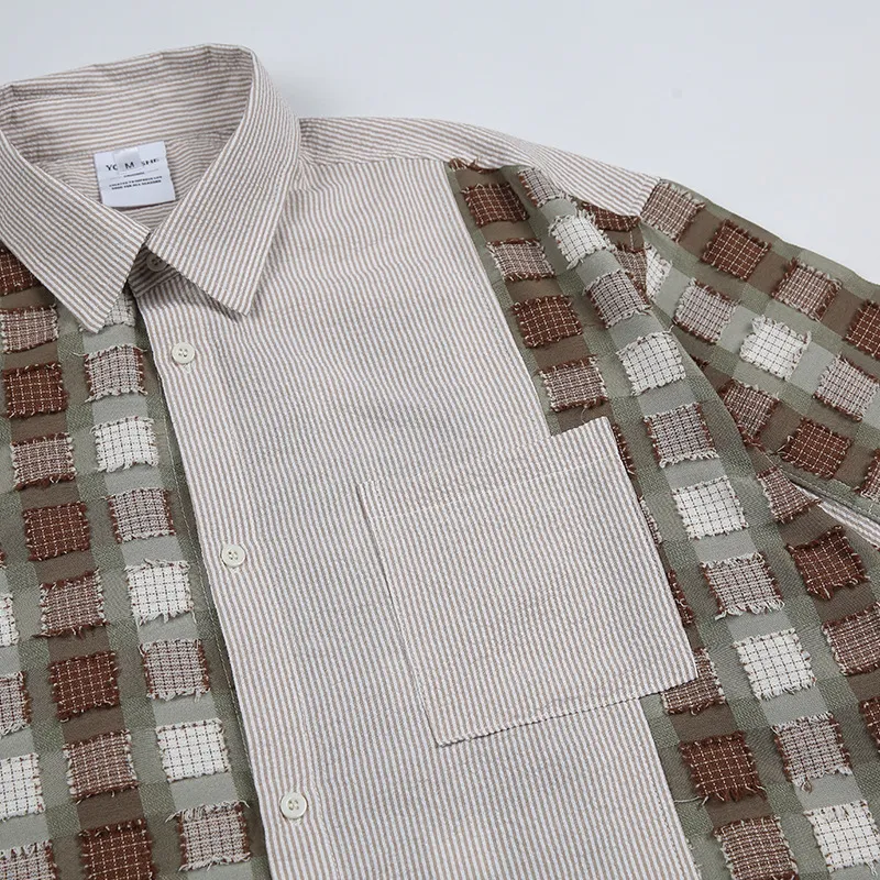 Contrast Plaid Striped Shirt-4