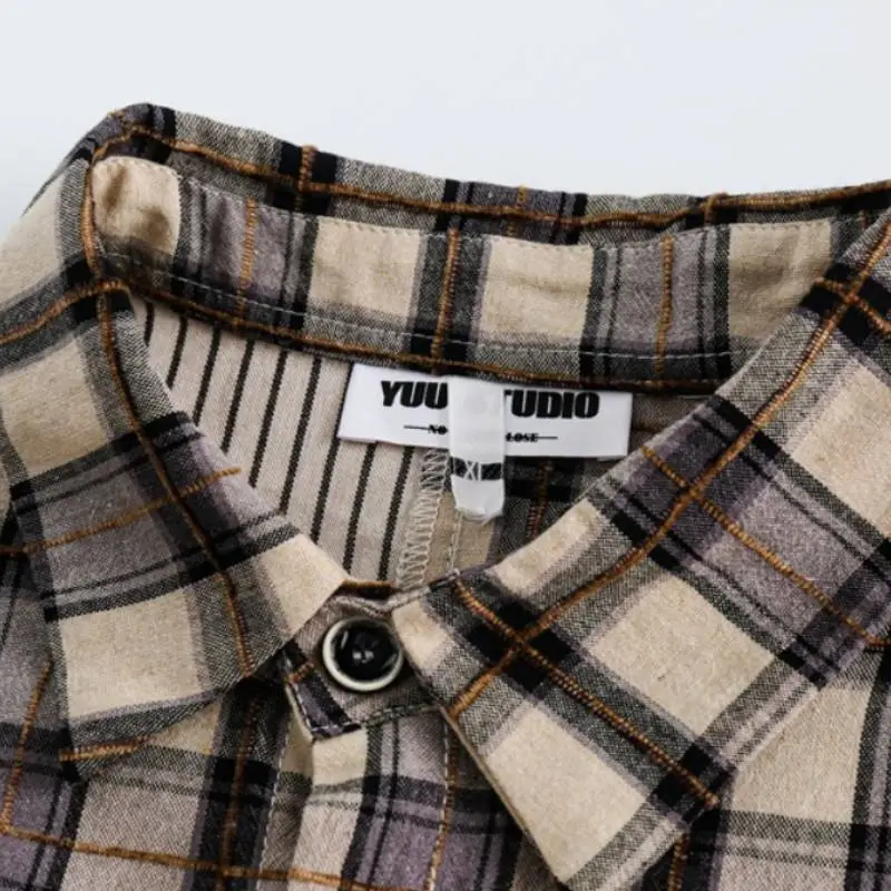 Loose Casual Plaid Striped Shirt-4