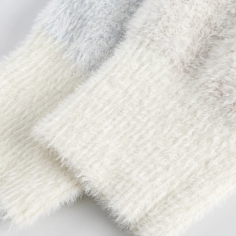 Contrasting Color Block Turtleneck Pullover Sweater-4