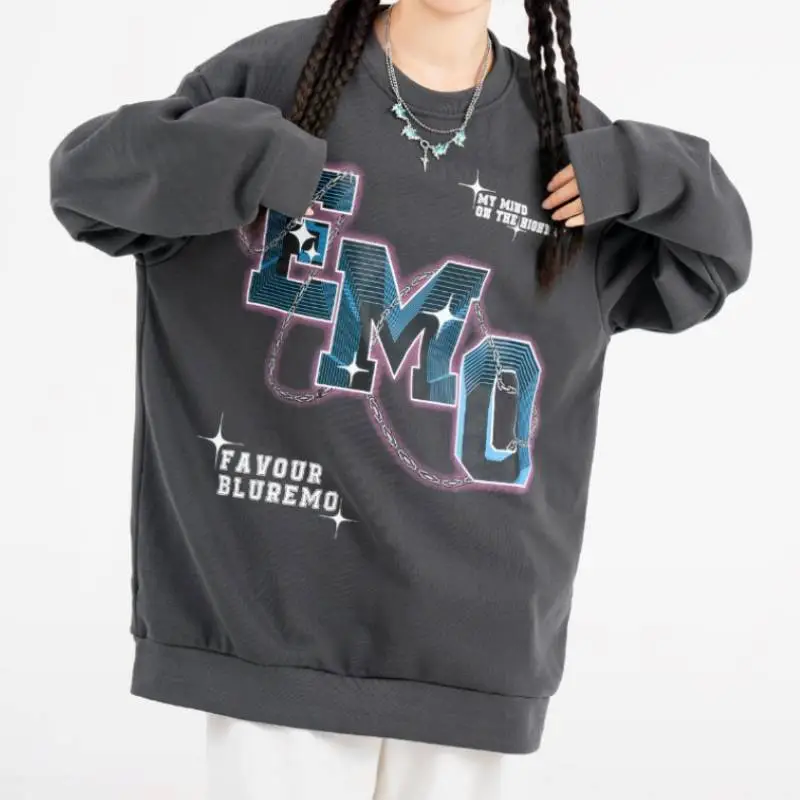Fashion Letter Printing Long Sleeve Round Neck Sweatshirt-2