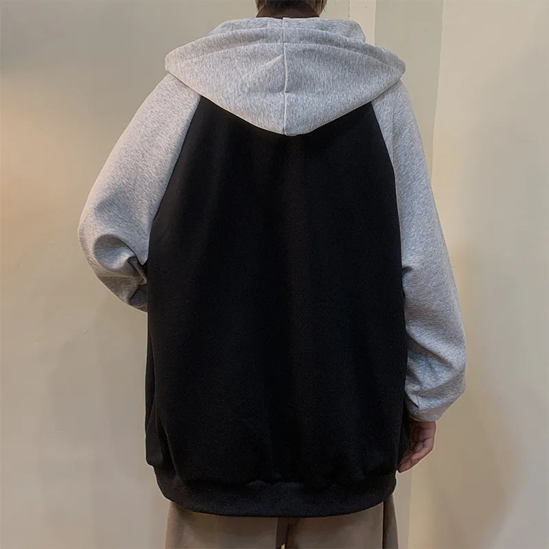 Casual Hooded Jacket with Splicing Design-2