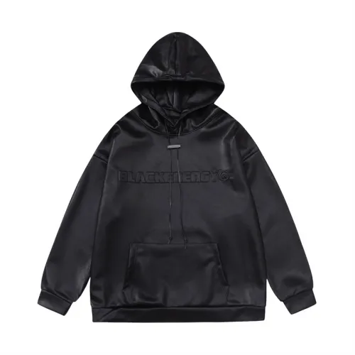 PU Leather Simple Letter Hoodie