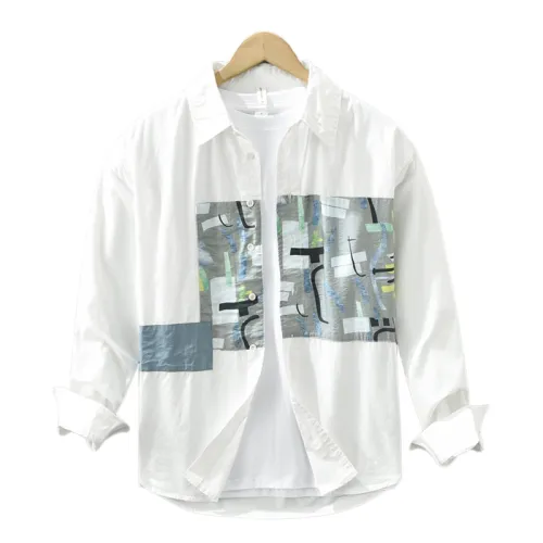 Printing Long Sleeve Stitching Casual Shirt