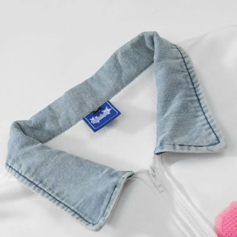 Print Denim Loose Polo-4