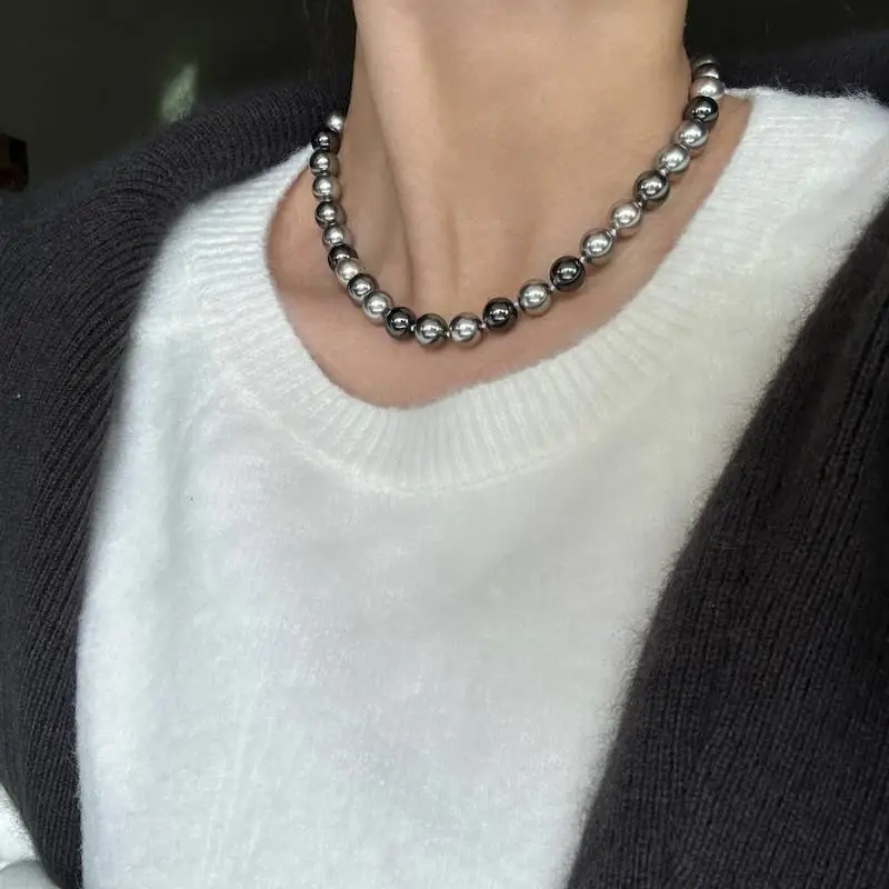 Artificial Tahitian Black Pearl Necklace-1