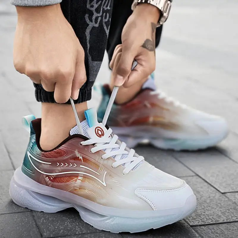 Trendy Gradient Color Thick Soled Sneakers-12