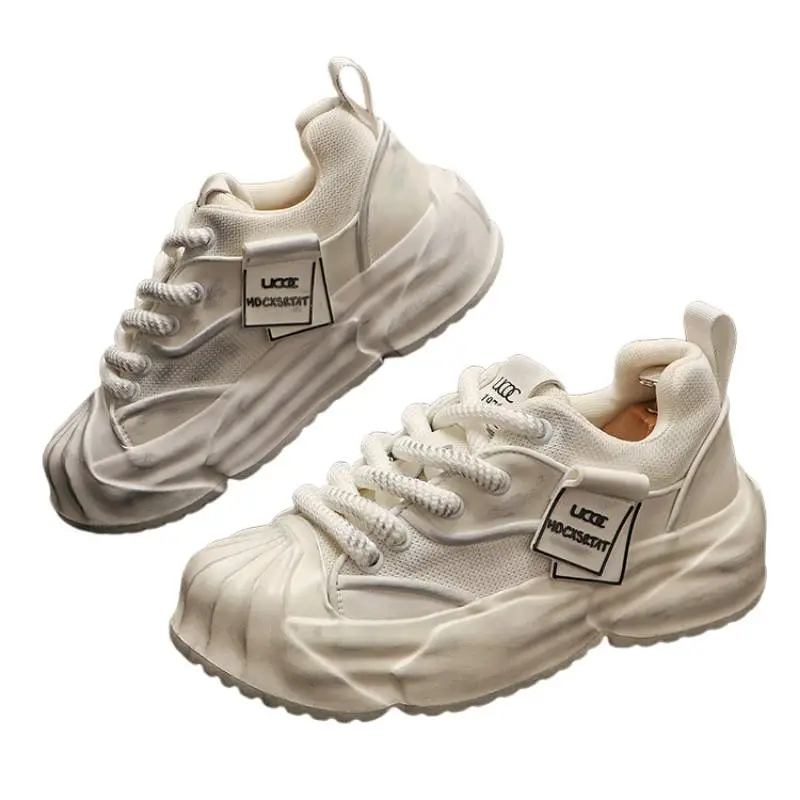 Mesh Breathable Color Matching Trendy Double Lace Casual Shoes-3