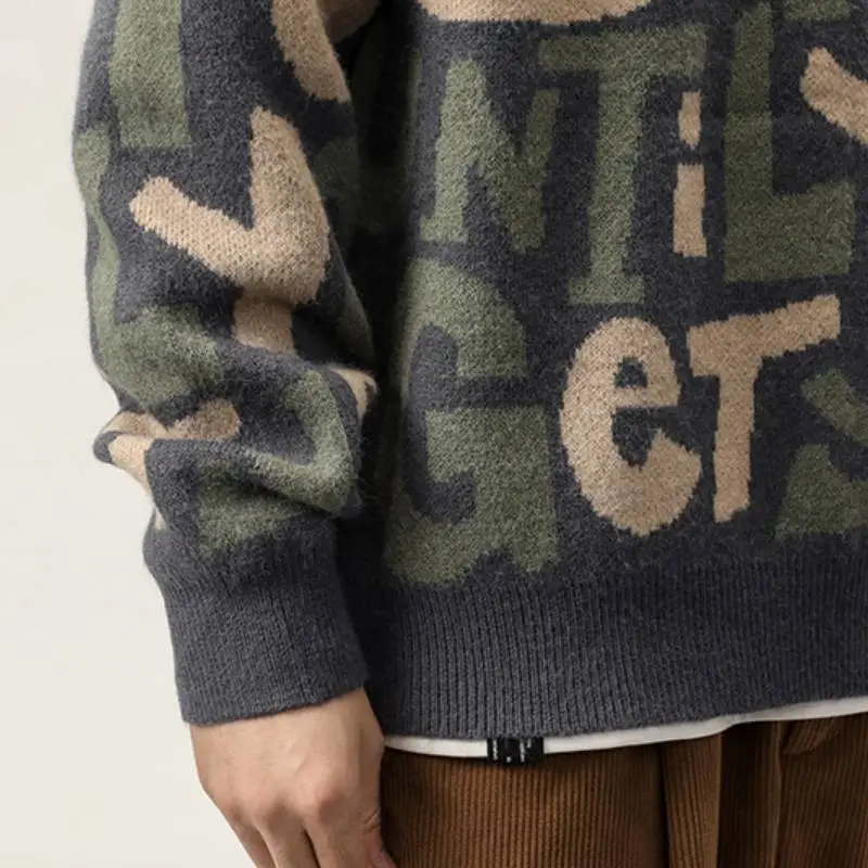 New Vintage Loose Trendy Brand Round Neck Thickened Knitwear swag OOTD-9
