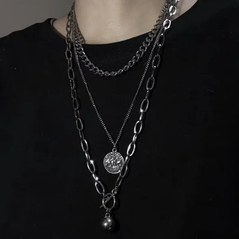 Personality Hip Hop Multi Layer Necklace-1