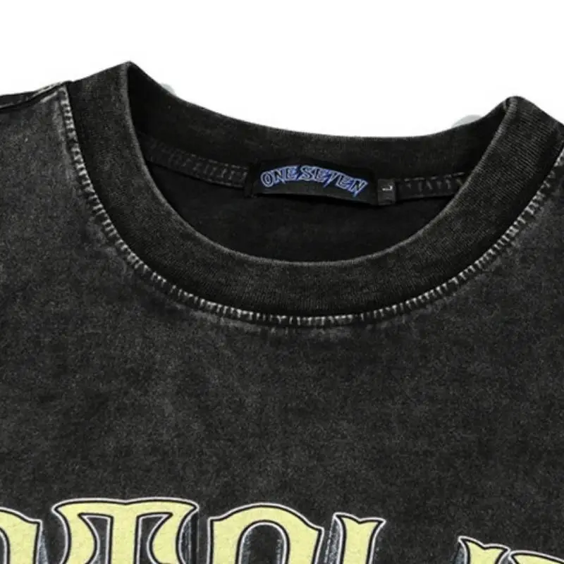 Washed Distressed Cotton T Shirt-2