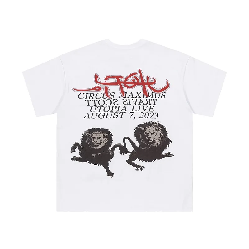 Gothic Lion Print Short Sleeved T Shirt-1