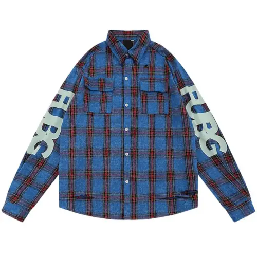 Hip-Hop Plaid Long-Sleeved Shirt Jacket